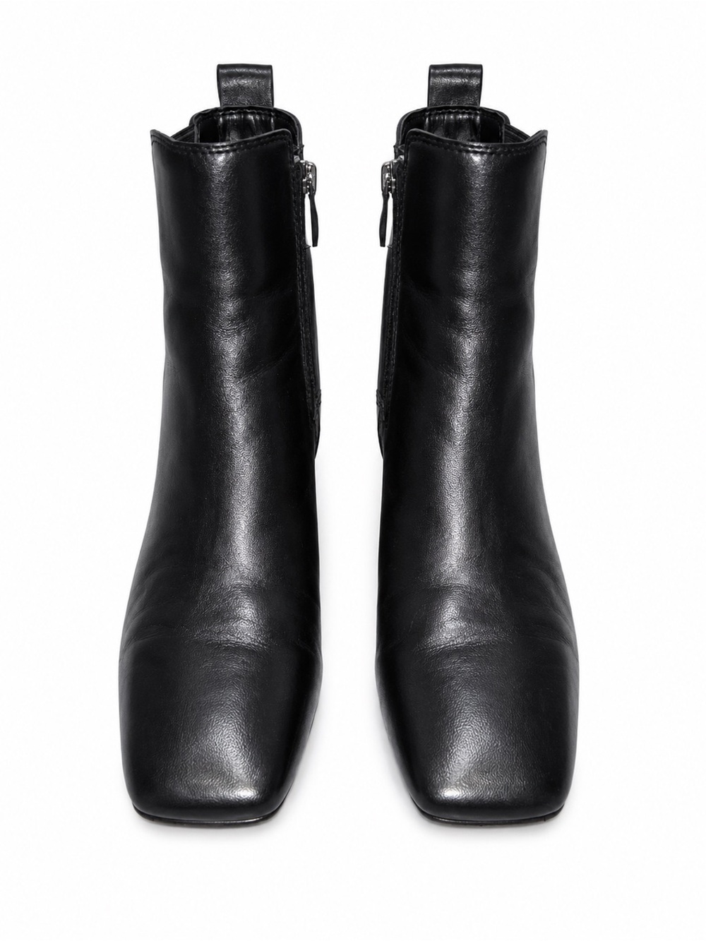 Franco Sarto Black Square Toe Ankle Boots Size 7 Minimalist Leather